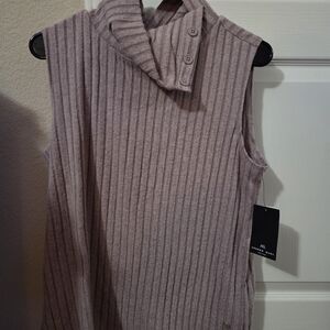 Ribbed Sleeveless Sweater - Purple